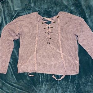 Thick lace up front sweater